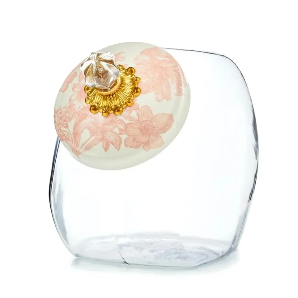 NEW MacKenzie-Childs Cookie Jar with Rosy English Garden Lid In Original Box